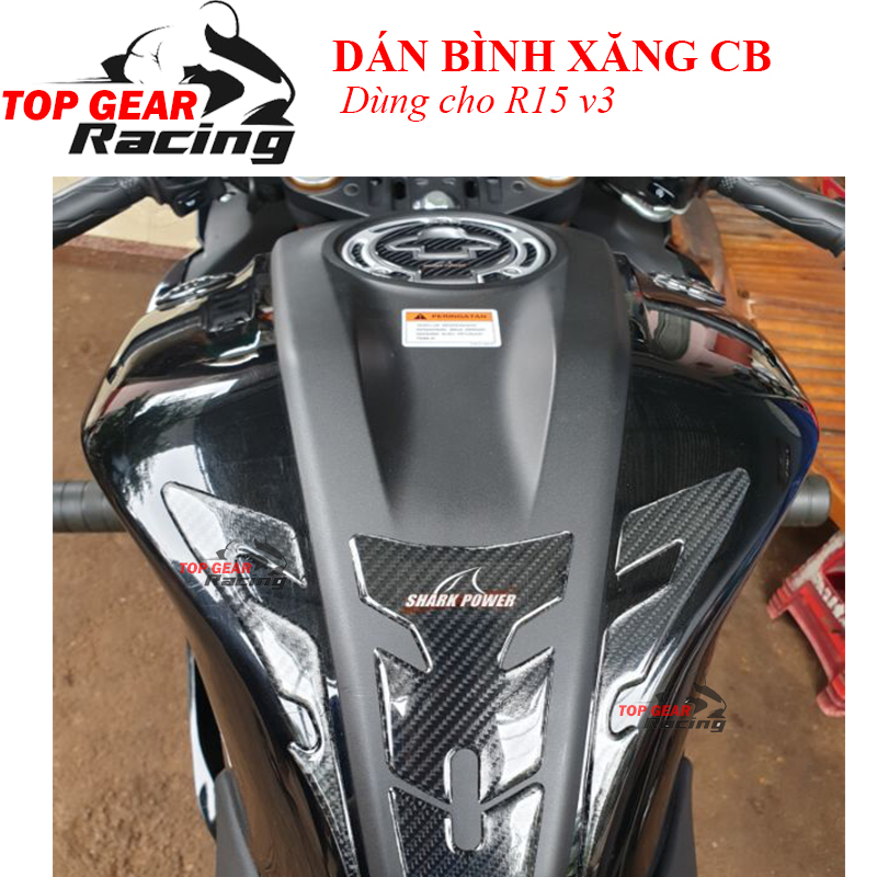 Tem Dán Bình Xăng R15 v3 Tem Dán Decal Carbon Shark Power 