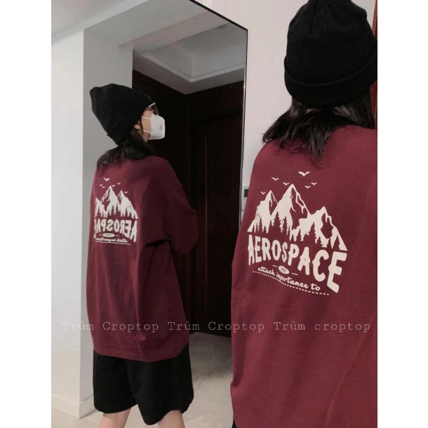Áo thun tay lỡ in hình aero space màu đỏ , áo thun phông rộng nam nữ form unisex basic