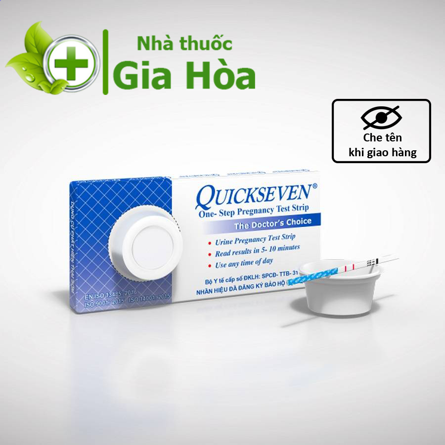 [CHÍNH HÃNG] Que thử thai / Dụng cụ test phát hiện thai sớm Quickseven (CHÍNH HÃNG - TANAPHAR) (Hộp 1 que) [CHE TÊN]