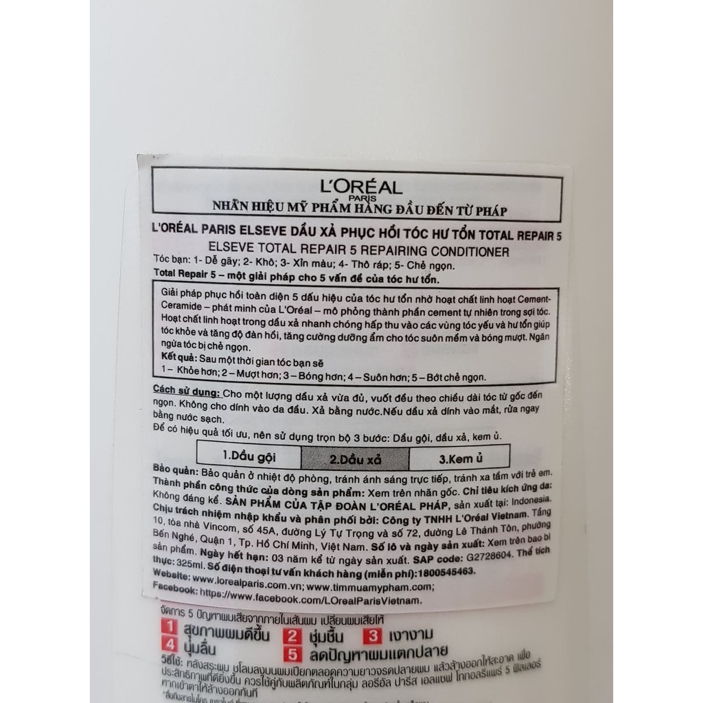 ▪  Dầu Gội - Xả - Ủ Phục Hồi Tóc Loreal Total Repair