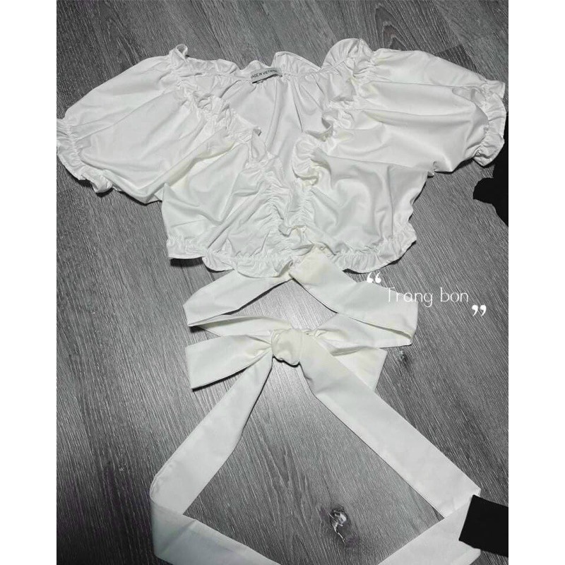 [HCM]Áo Croptop Bèo Cánh Tiên Chéo Bụng