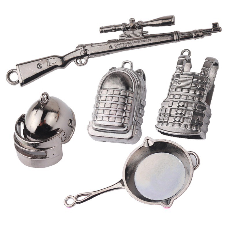 { NEW PUBG } Bộ 5 Món Móc Khóa PUBG Mini Cooper Cực Hot ( Nón , Giáp , Balo , Chảo , K98) PKTL0239
