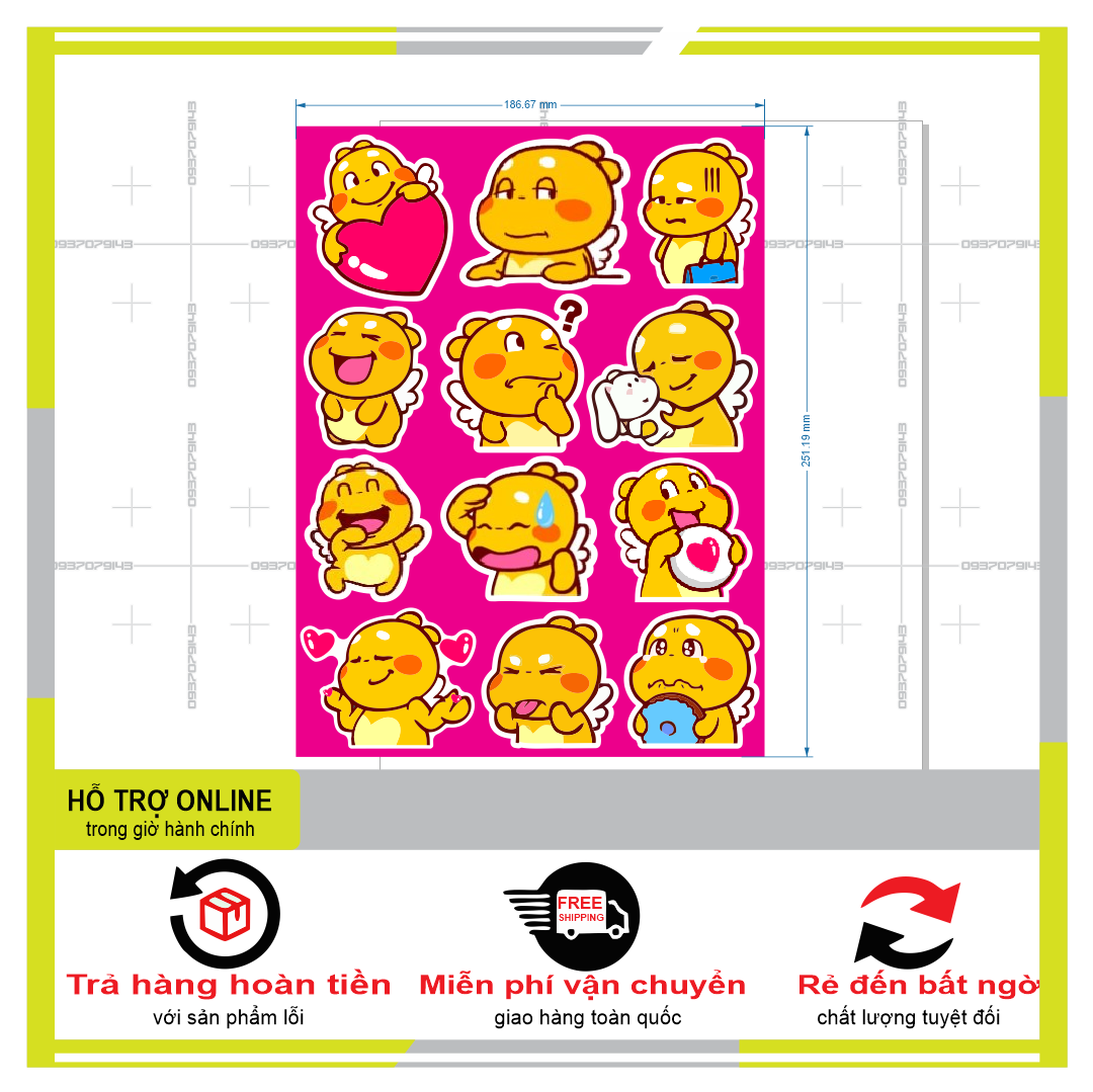 LOGO STICKER KHỦNG LONG DỄ THƯƠNG KUTE  { PHỤNG DECAL }