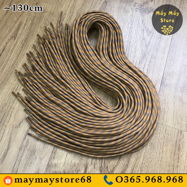 Dây Giày Tròn Màu Cam Vằn Xám ~1m3