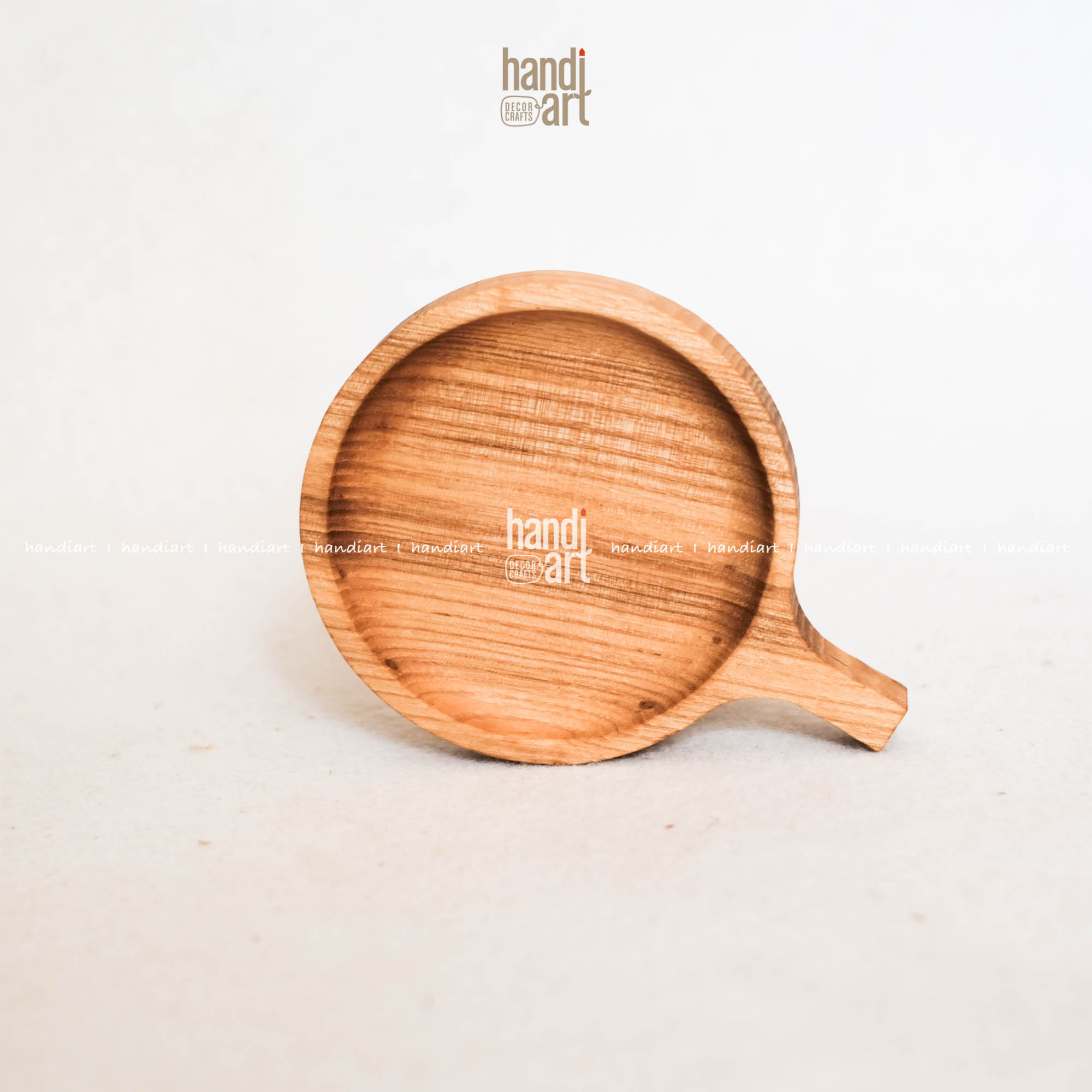 Set of 3 tray round wood handle-tray Wood frequency