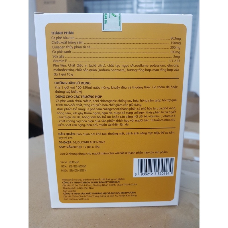 Cà phê sâm giảm cân (hộp 12 gói)