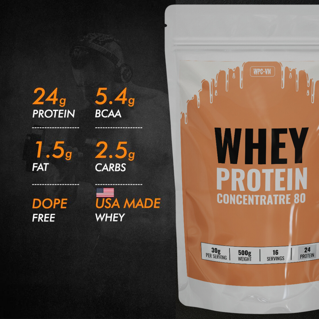 [CHÍNH HÃNG 100%] Whey Protein Concentratre 80 - Sữa Tăng Cơ Giảm Mỡ ( 500g)