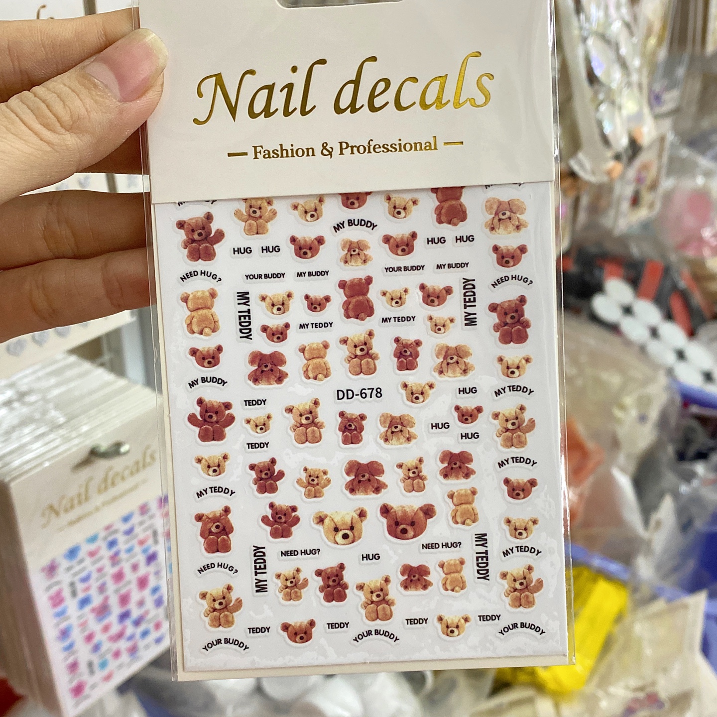 Miếng Dán Sticker Dán Móng Tay , Mẫu Gấu Cute - Mini Nails