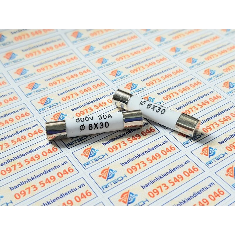 Cầu chì sứ r058 30a 500v kích thước 6x30mm