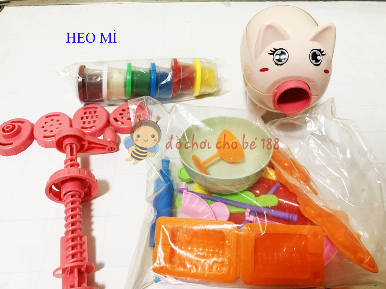 đồ chơi đất nặn đất sét chú heo, bò, chó làm mì