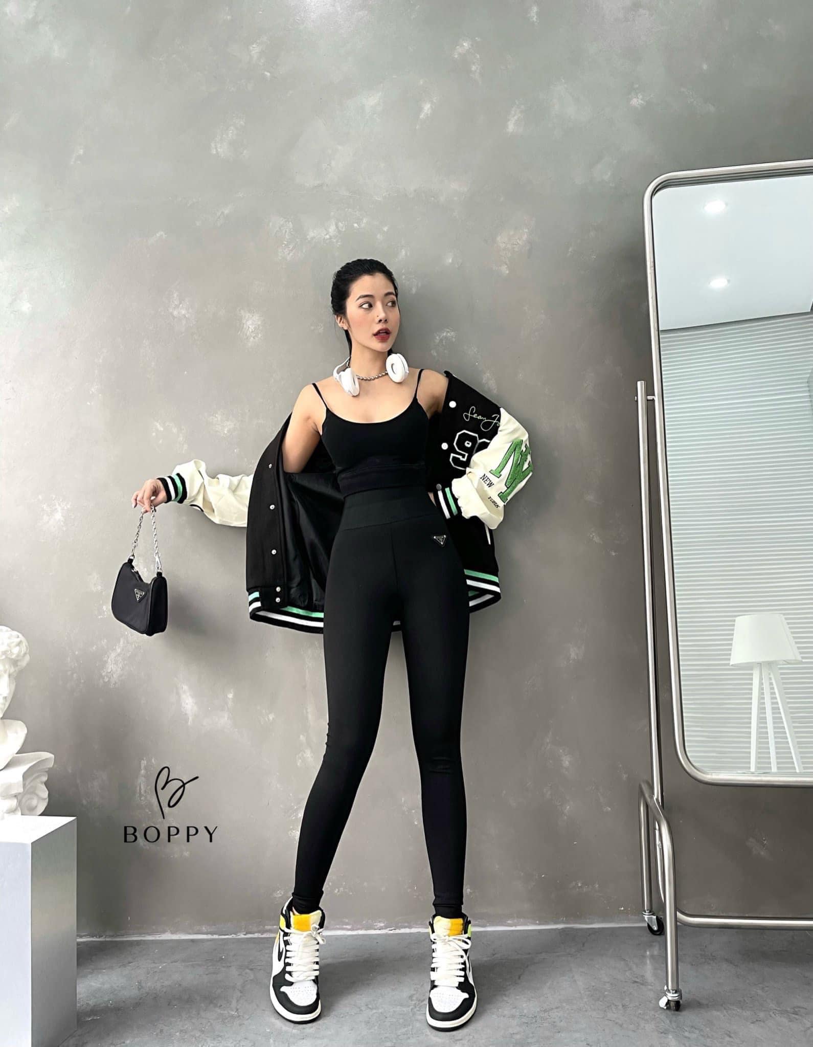 Quần legging nâng mông cạp cao có gen bụng hàng QCCC