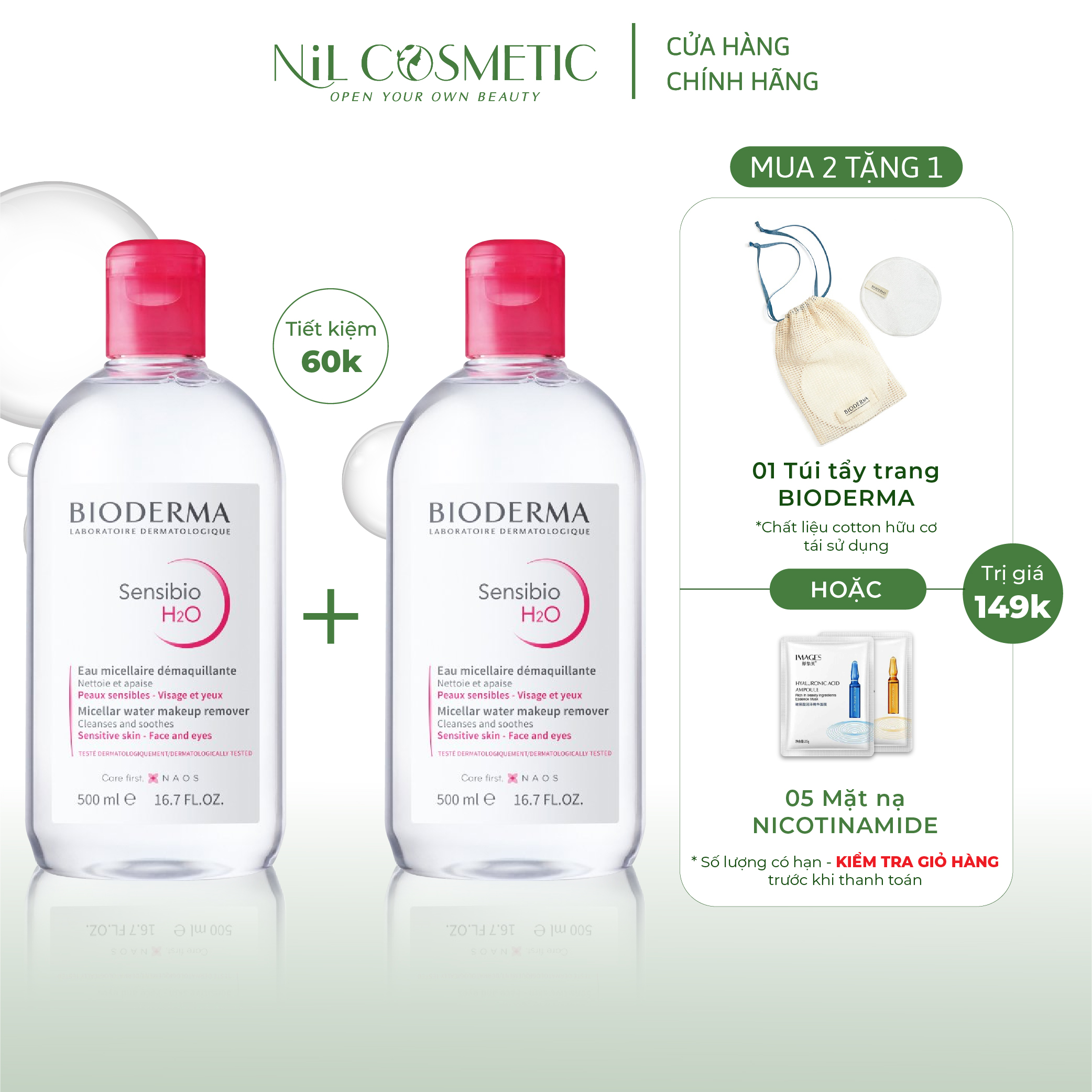 Combo làm sạch Bioderma siêu tiết kiệm 1000ml