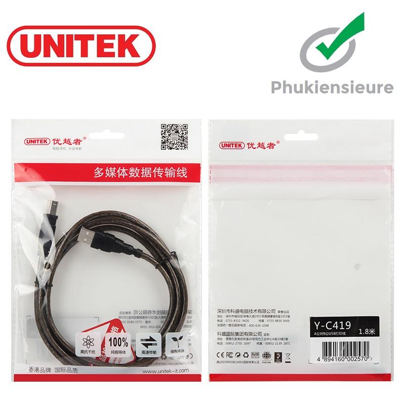 Cáp tín hiệu USB máy in, máy scan 1.8m Unitek Y-C419