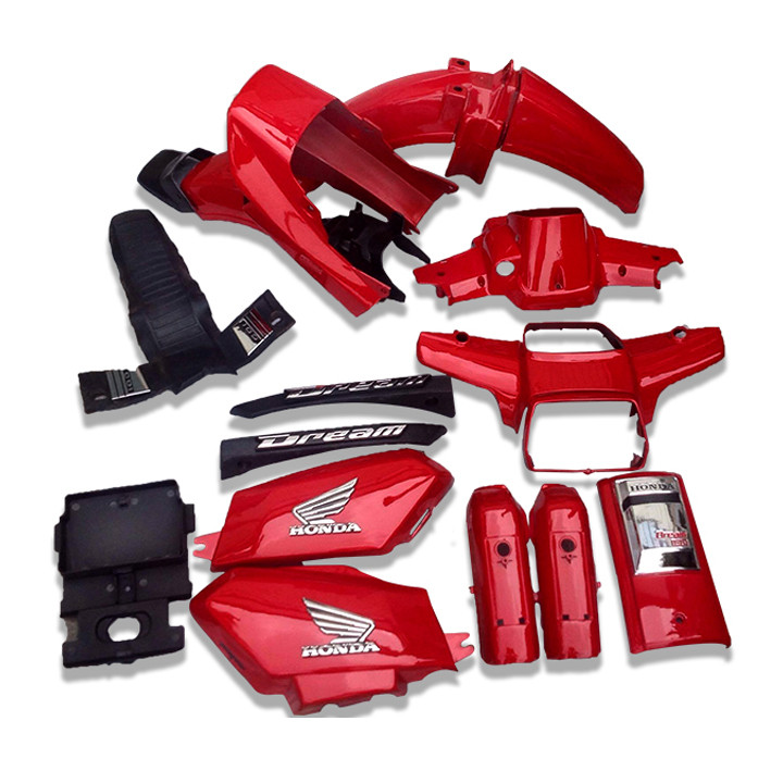 Bộ Dàn áo xe Dream 2 - dream việt -thái màu Đỏ Canry - nhựa trắng ABS LOẠI ĐẸP ( TEM NỔI )