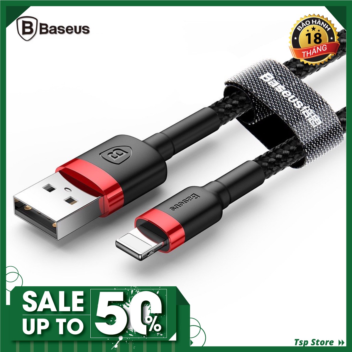 Cáp sạc bọc dù Baseus Cafule Lightning (2,4A/1m)