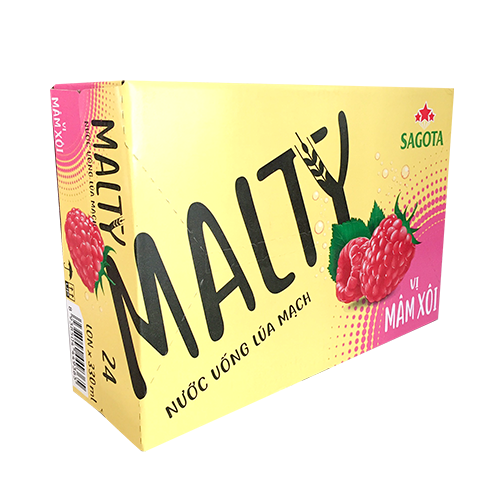 NƯỚC UỐNG LÚA MẠCH MALTY-VỊ MÂM XÔI (THÙNG 24 LON/330ML)