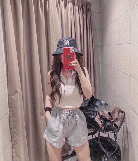 [HCM]Áo croptop ba lỗ cổ bẻ cá tính