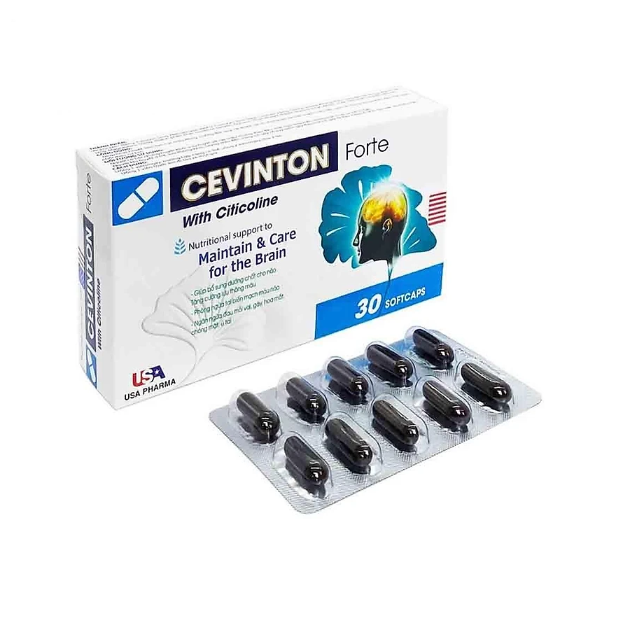 Hoạt Huyết Dưỡng Não Cevinton Forte - Giúp Phòng Ngừa Tai Biến Mạch Máu Não - Bổ Sung Dưỡng Chất Cho Não - Phục Hồi Sau Tai Biến Mạch Máu Não - Hộp 30 Viên