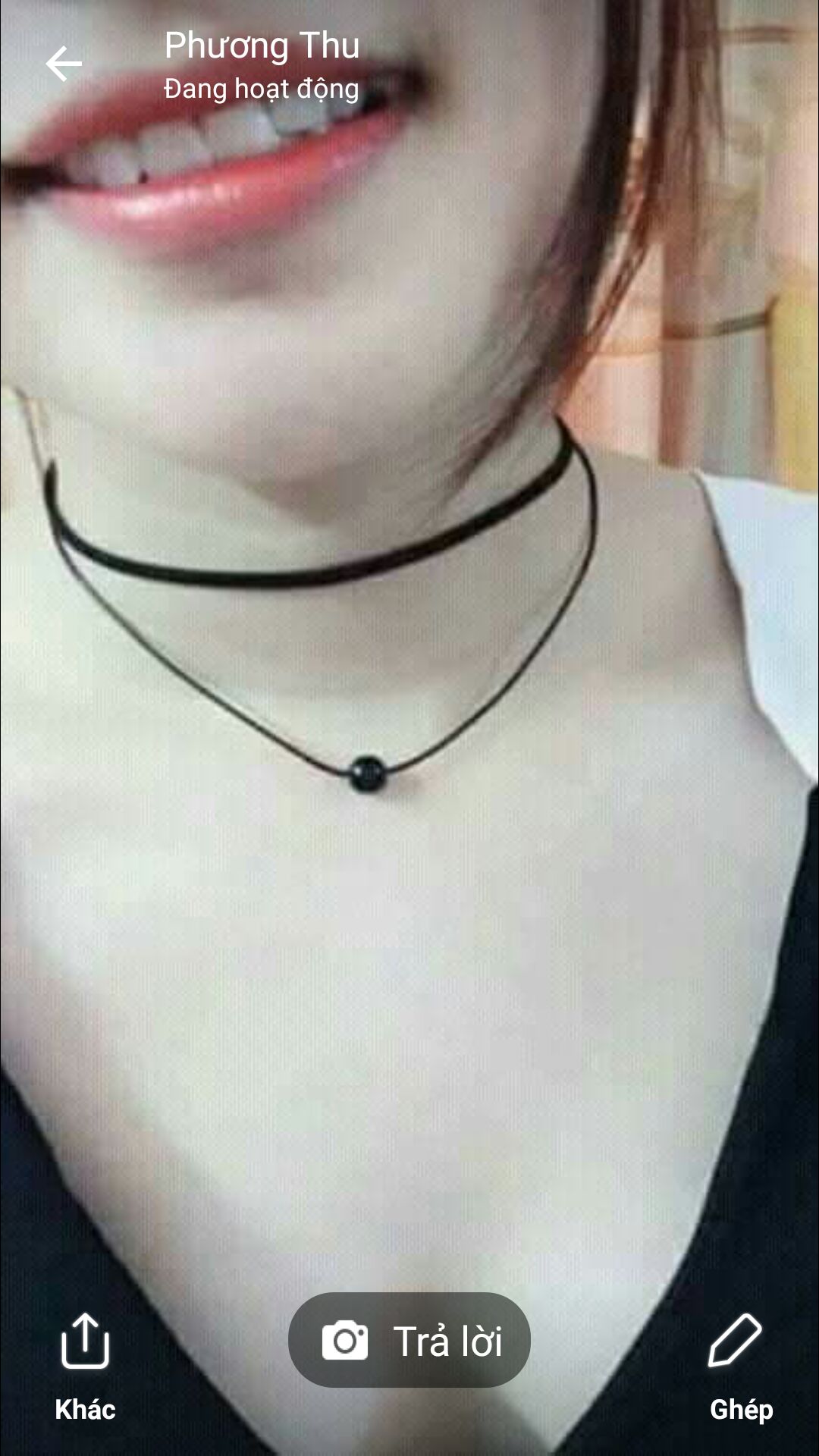 Vòng chocker cổ 2 tầng hạt đen,  hạt trắng (ảnh thật)
