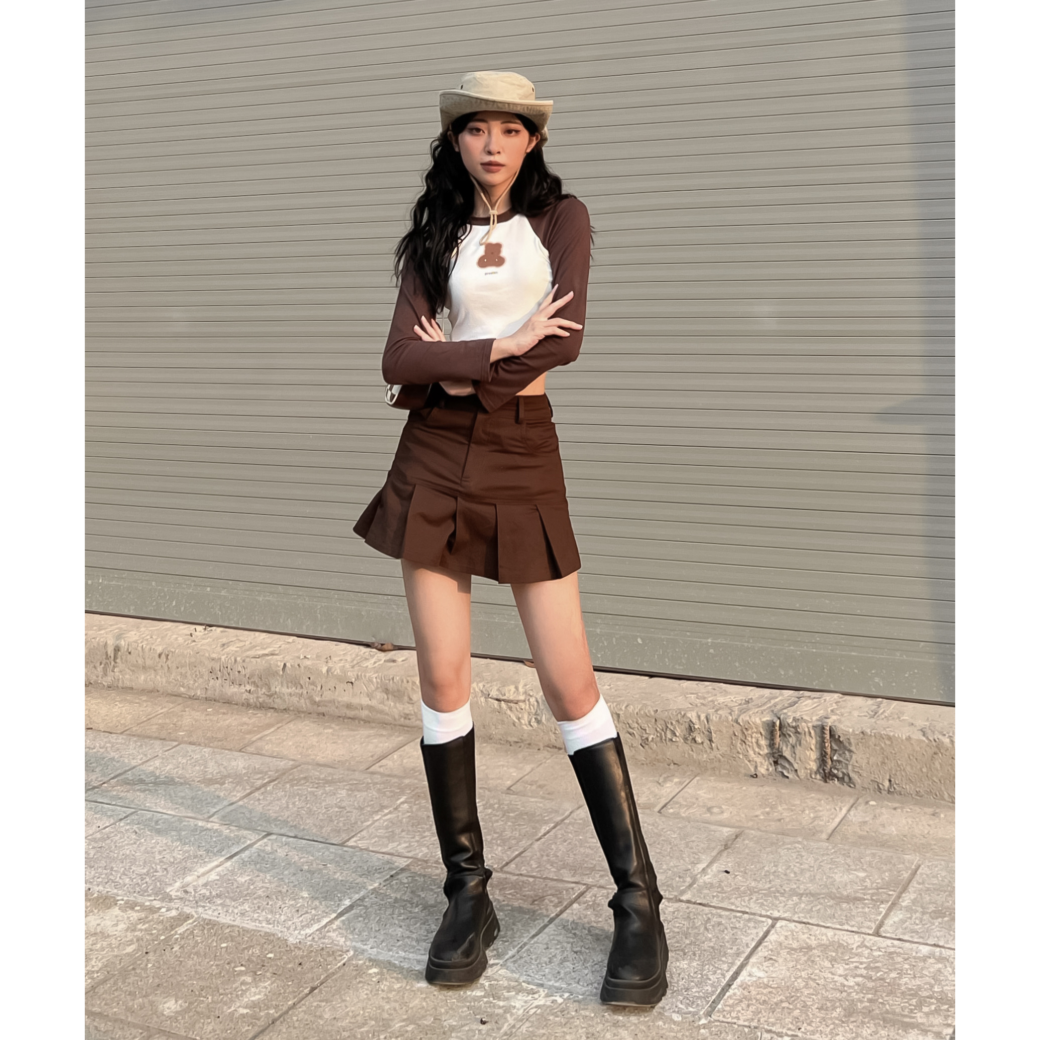 Áo Croptop Tay Dài PRADIES B-Bear