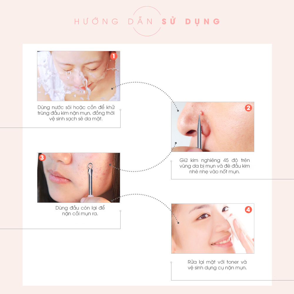 Cây Nặn Mụn 2 Đầu Vacosi (1 cái/túi)