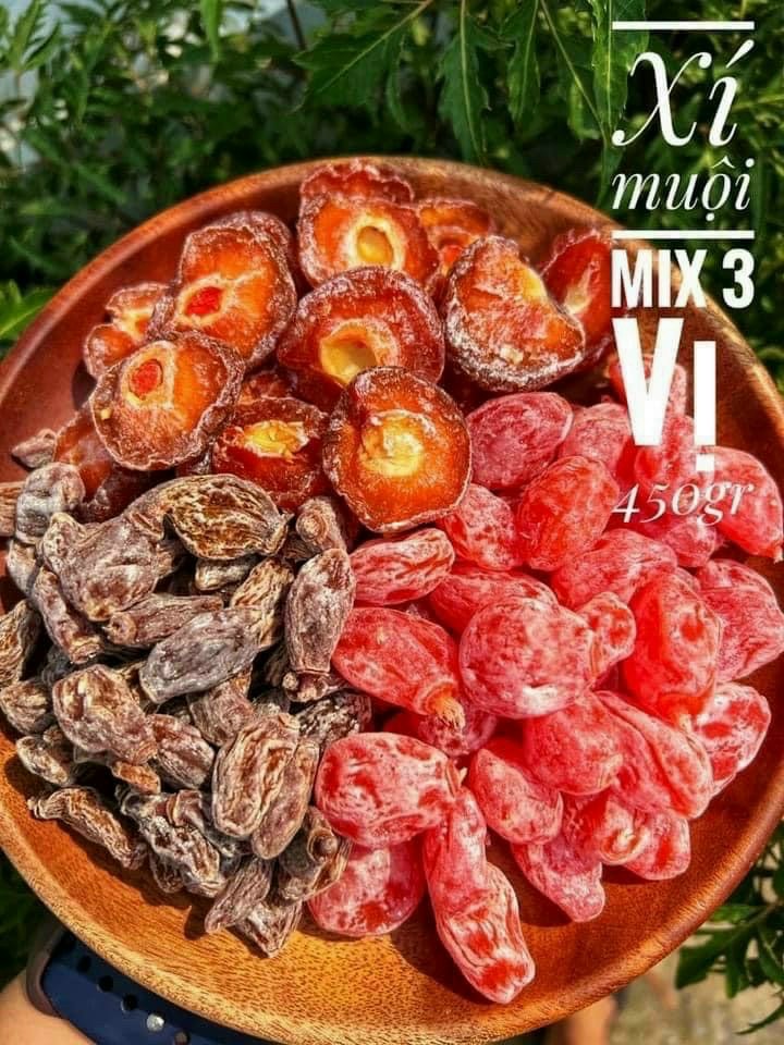 Xí muội mix 3 vị xí muội đào, xí muội thịt, đào chẻ 500g- ăn vặt ngon - tết - đồ ăn vặt