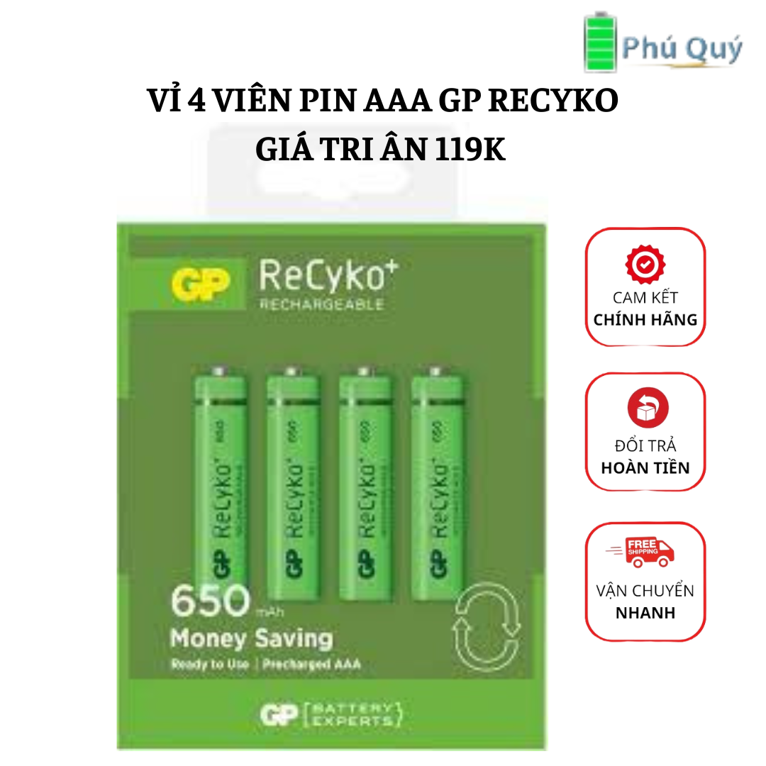 Pin sạc AAA GP recyko chính hãng giá tri ân