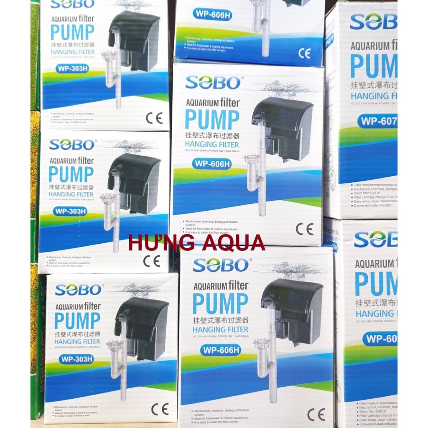 Lọc thác bể cá - lọc thác bể cá mini - lọc treo mini sobo/vipsun wp 303h 5w, 606h 8w, 607h 12w