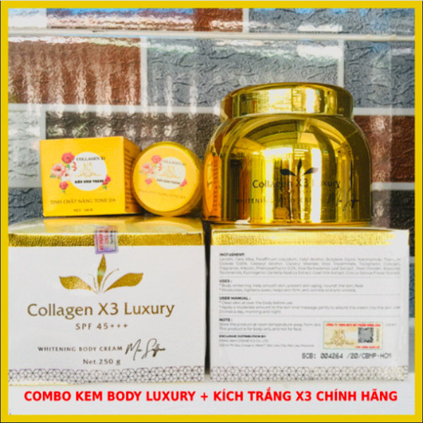 Combo Kem Body Collagen X3 Luxury Kích trắng Đông Anh Chính hãng