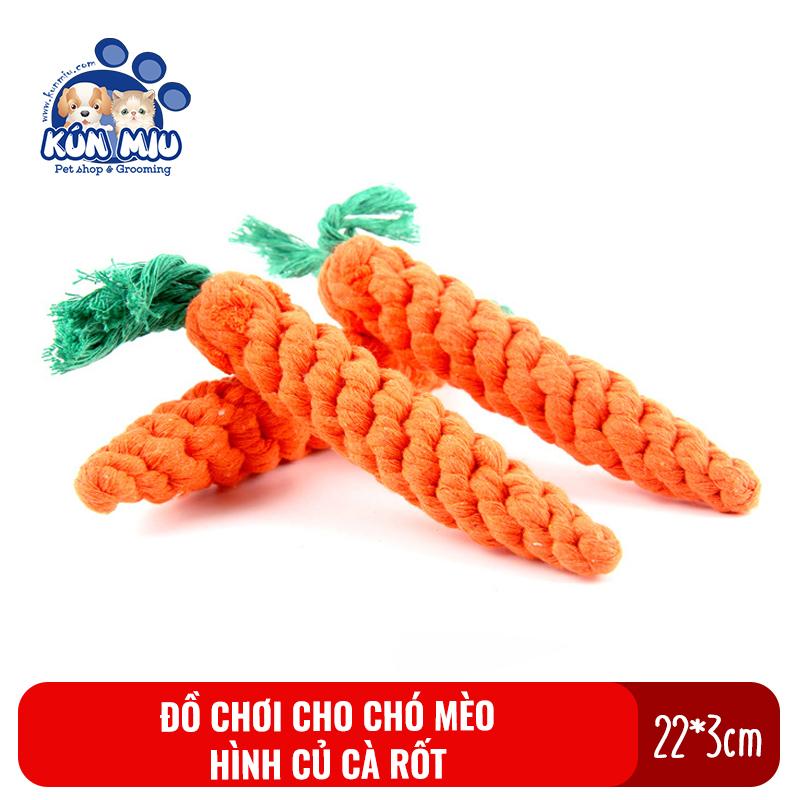 [Hoàn Tiền 10%] Đồ chơi cho chó mèo hình củ cà rốt Kún Miu chất liệu dây thừng