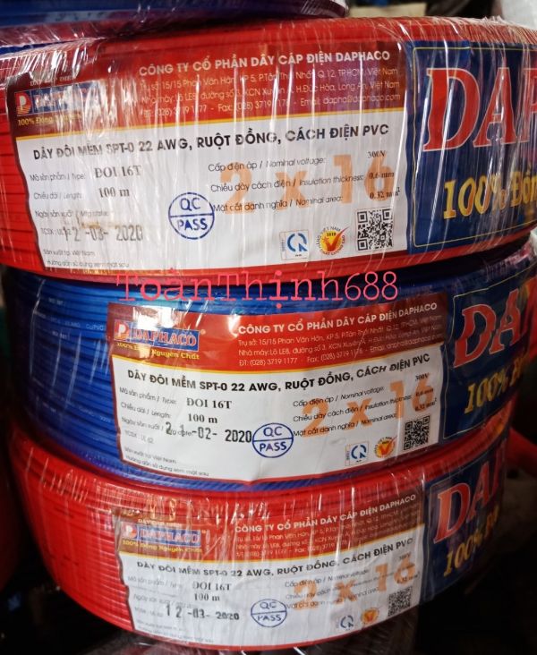 dây điện đôi 2x16 Daphaco 100mét dây điện đôi mềm [Rẻ vô địch] [Siêu Sale] [FreeShip] [Giá hủy diệt] [Chính hãng]