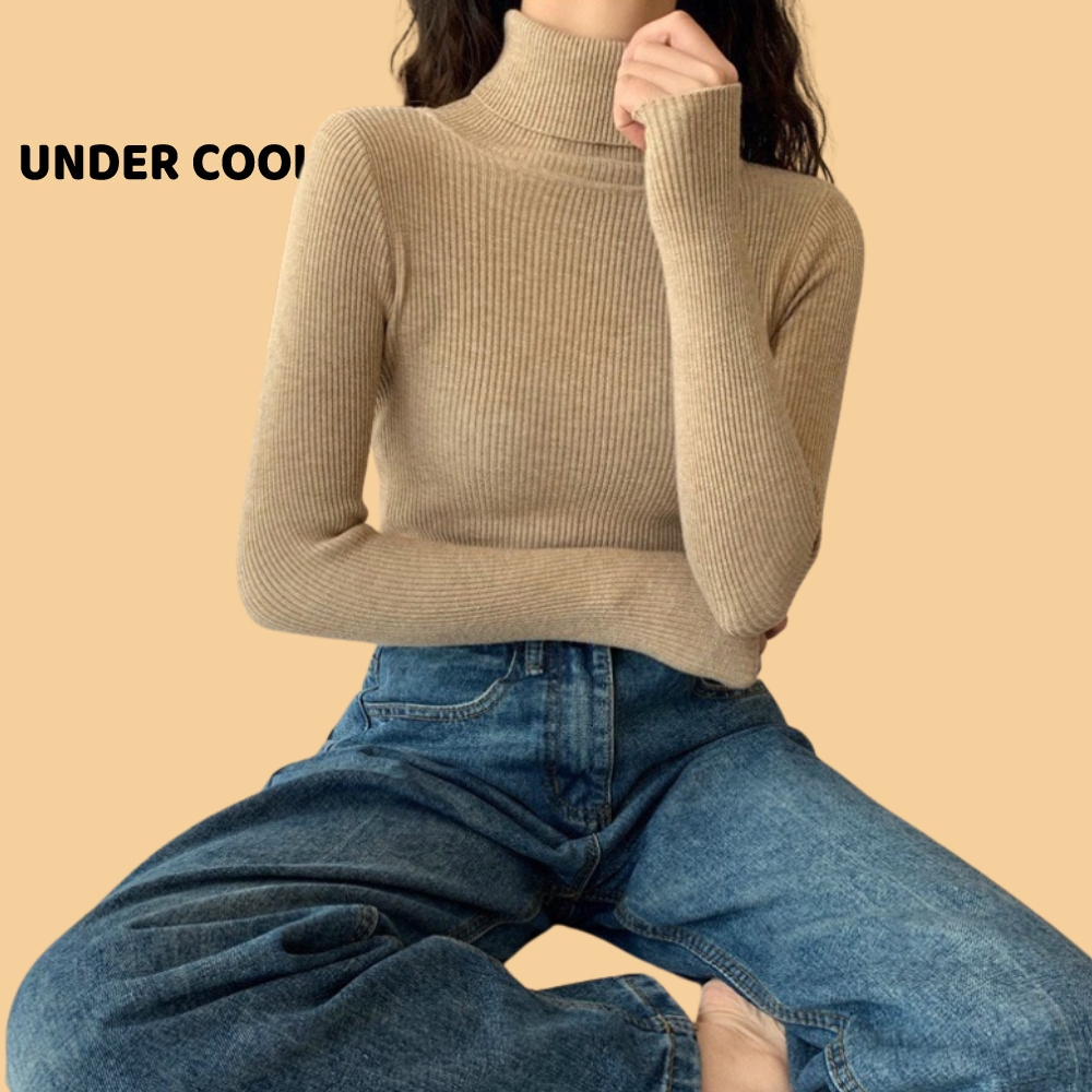 Áo Len tăm Cổ Lọ Nữ UNDERCOOL Len Gân Tăm Co Giãn Nhiều Màu sắc trẻ trung ADT02