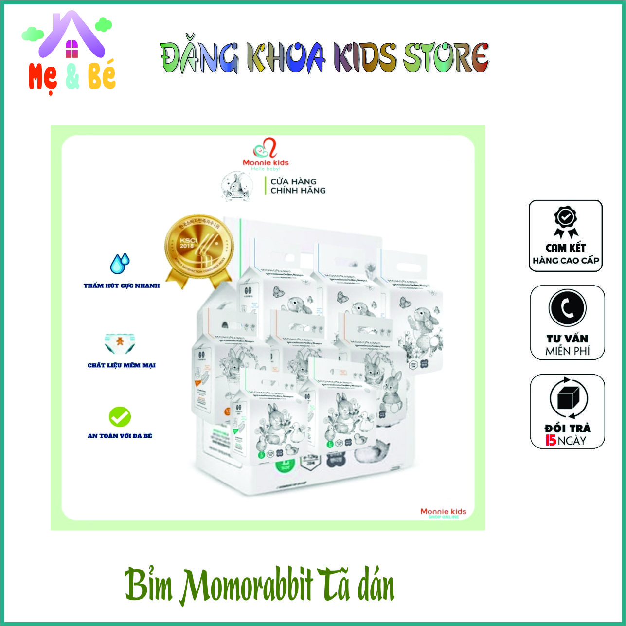 Tã dán Momo Rabbit, miếng bỉm siêu mềm mỏng đủ size cho bé - ĐK3835