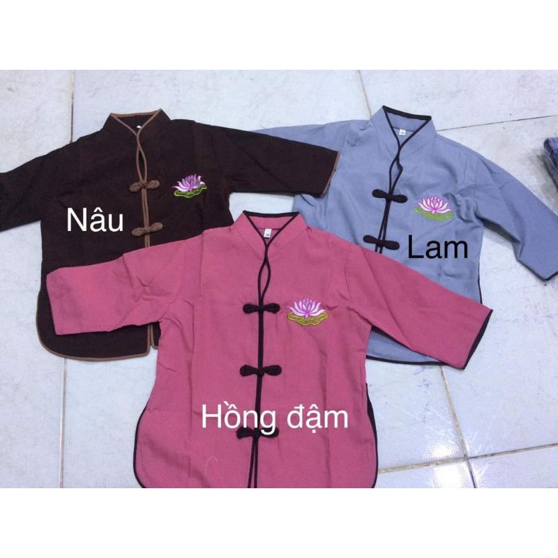#Đồ bộ đi chùa bé gái  sẩm thêu bé  4-38kg
