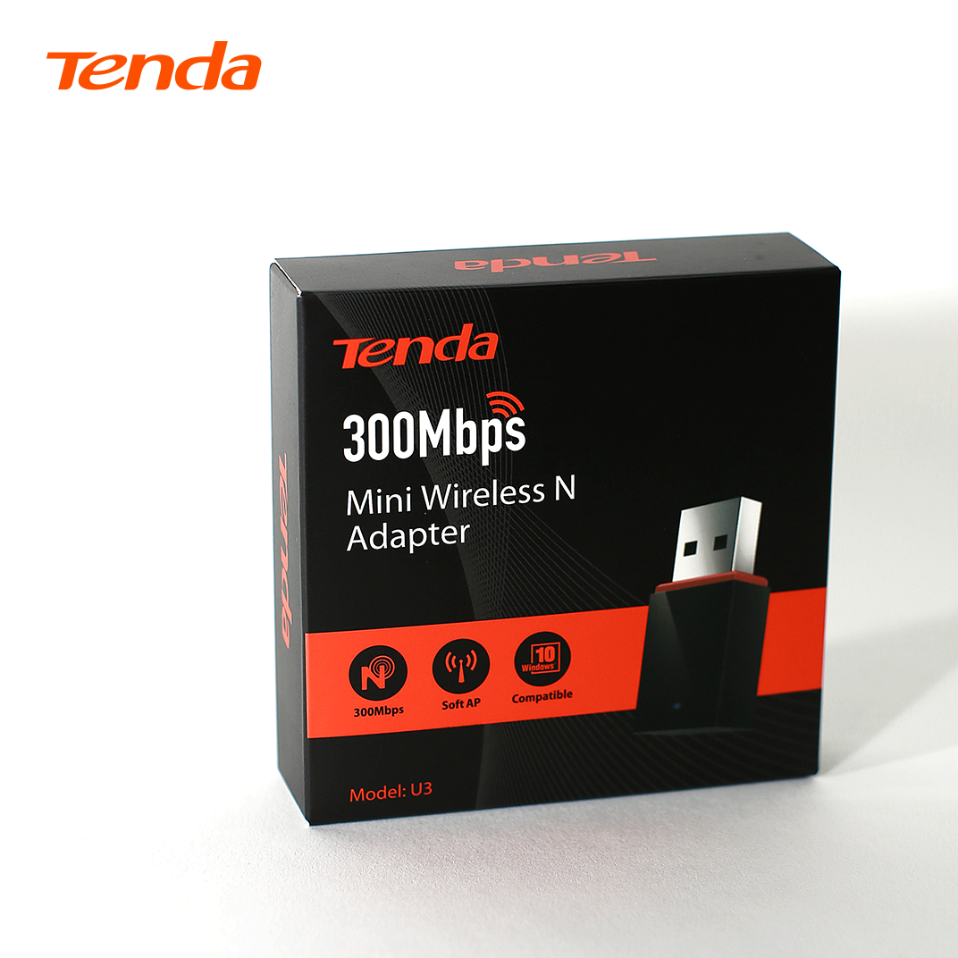 Tenda USB kết nối Wifi 2.4G U3 chuẩn N tốc độ 300Mbps - Hãng phân phối chính thức