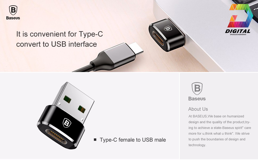 Đầu Chuyển USB Type A Sang USB Type C Tốc Độ Cao Baseus (USB Type C to Type A Adapter/ Converter)