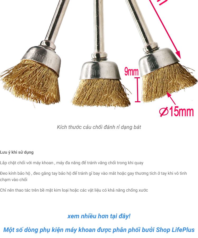 Chổi đánh rỉ 9 món - Bộ 9 chổi đánh gỉ trục 3mm