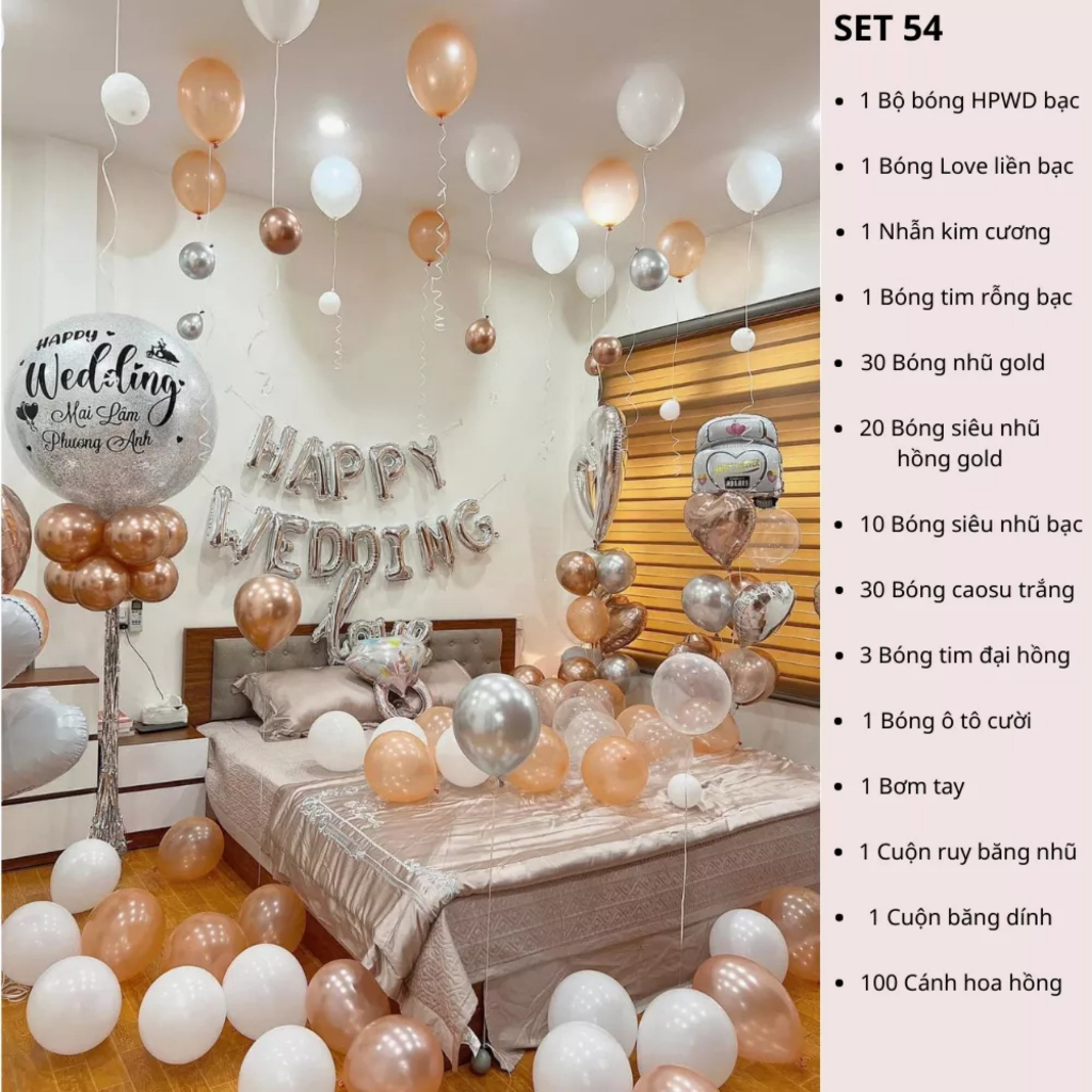 Set bóng trang trí phòng cưới, bóng bay trang trí phòng cưới