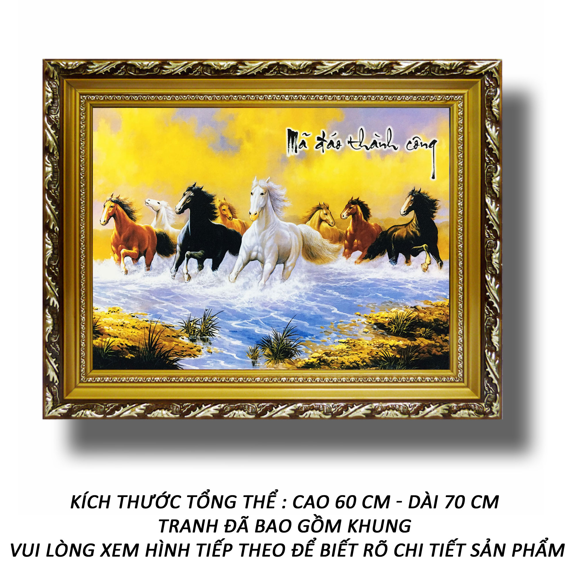 Tranh treo tường - Mã Đáo Thành Công 38 - Tranh Minh Hiền (KHUNG GỖ - 60 x 70cm)