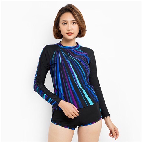 Bộ bơi dài tay sọc xanh