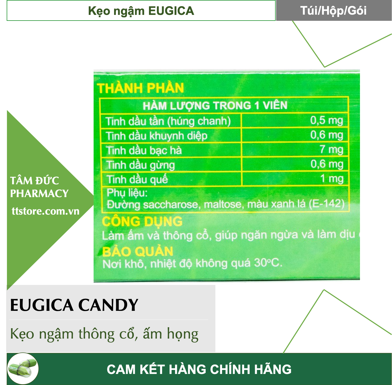 Kẹo ngậm EUGICA CANDY [Hộp 100 viên] - nhập khẩu từ Thái Lan