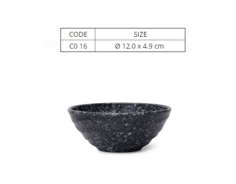 Chén Nhựa Melamine Vân Đá Đen/Xanh-CO16