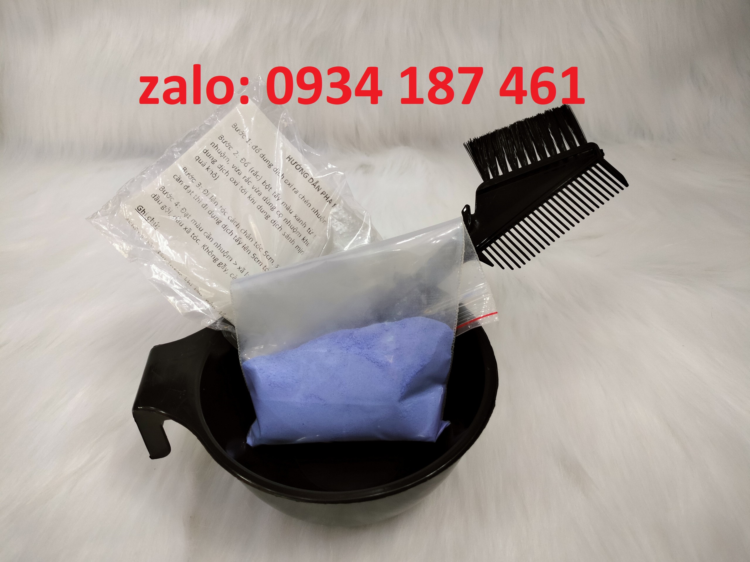 Combo 100gr bột tẩy tóc, oxy, chén, lược, bao tay