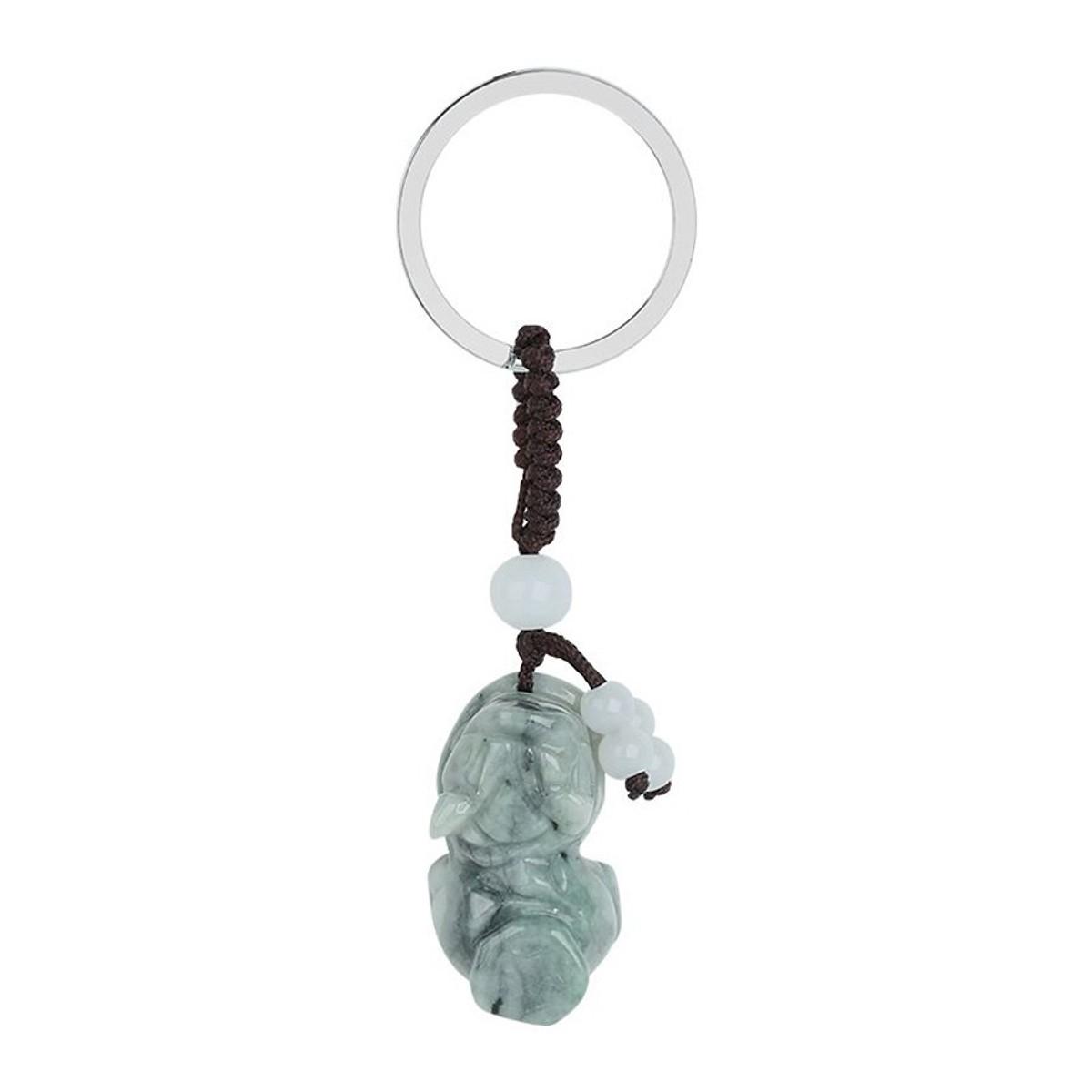 Móc khóa phong thủy tỳ hưu đá myanmar - handmade - bình an - may mắn