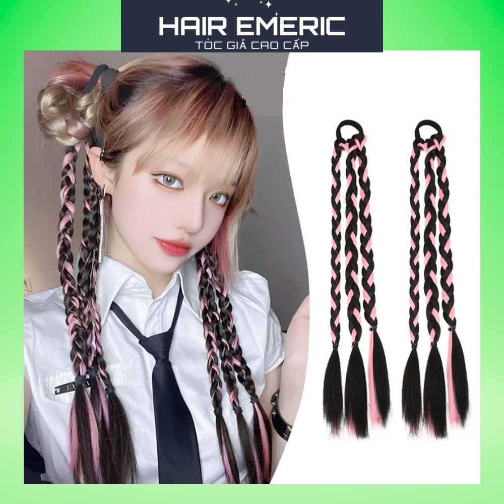 Dây buộc tóc giả thắt bím phong cách Hàn Quốc Emeric