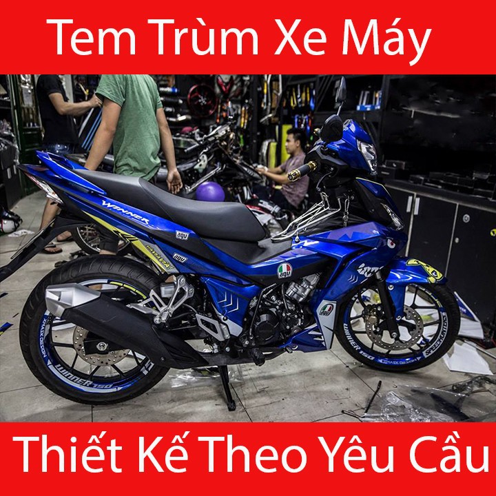 Tem trùm Winner cá mập xanh dương shark - Độ dán team trùm decal xe máy Winner cá mập xanh dương shark - Team trùm decal xe máy Winner rẻ đẹp và chất