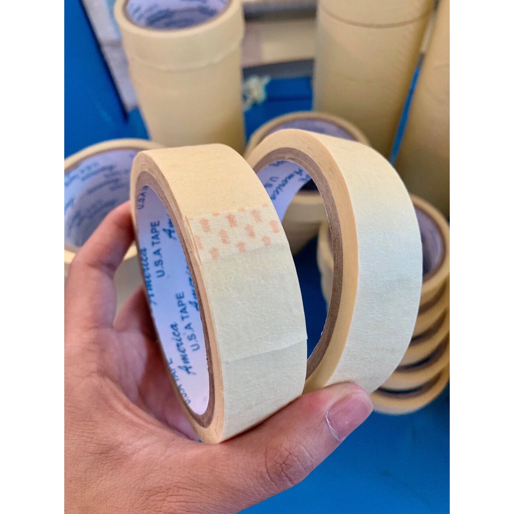 Cây băng keo giấy loại 12M (khổ 24mm gồm 12 cuộn / 1 cây & khổ 48mm gồm 6 cuộn / 1 cây) A12