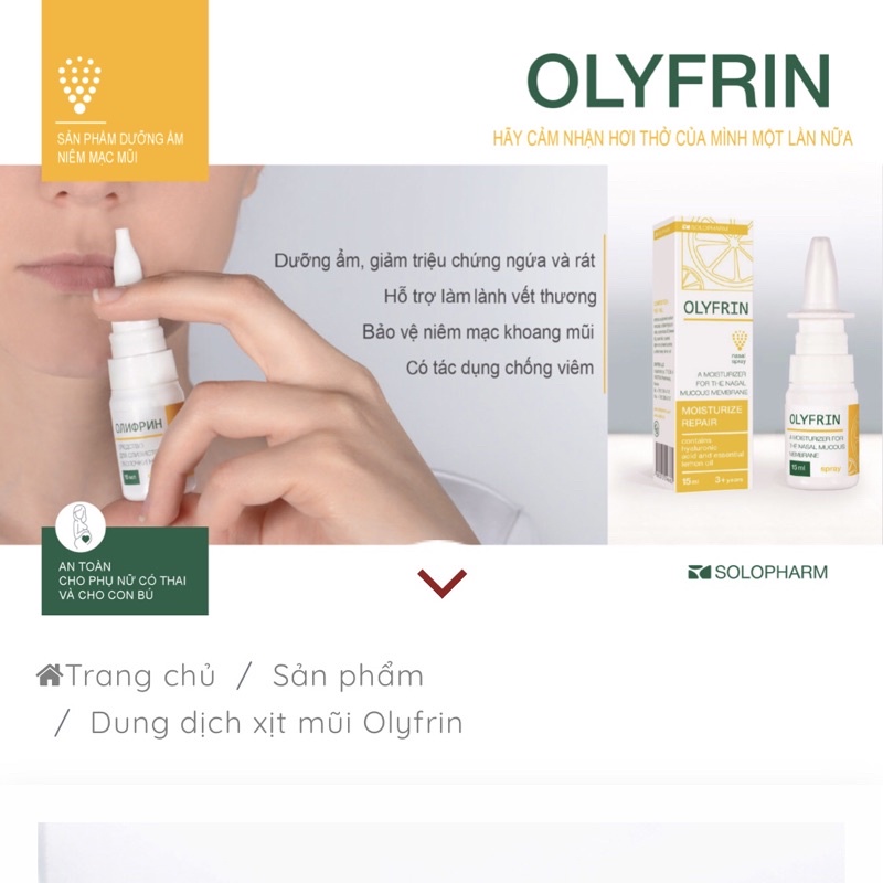 Dung dịch xịt mũi giữ ẩm Olyfrin Nhập khẩu