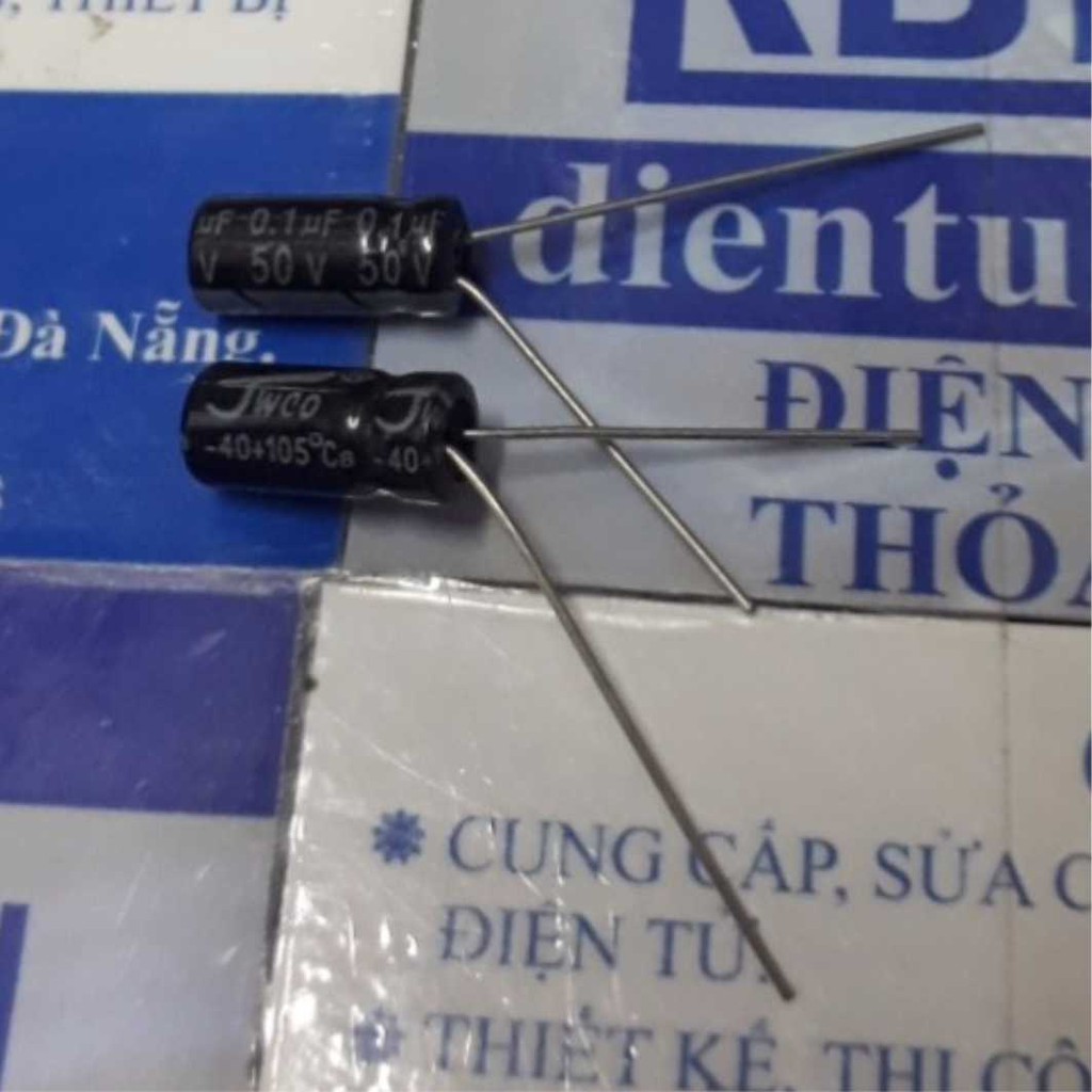 [Mã ELFLASH3 hoàn 10K xu đơn 20K] TỤ HÓA, TỤ PHÂN CỰC 0.1uf 50V (50 tụ) KDE1776