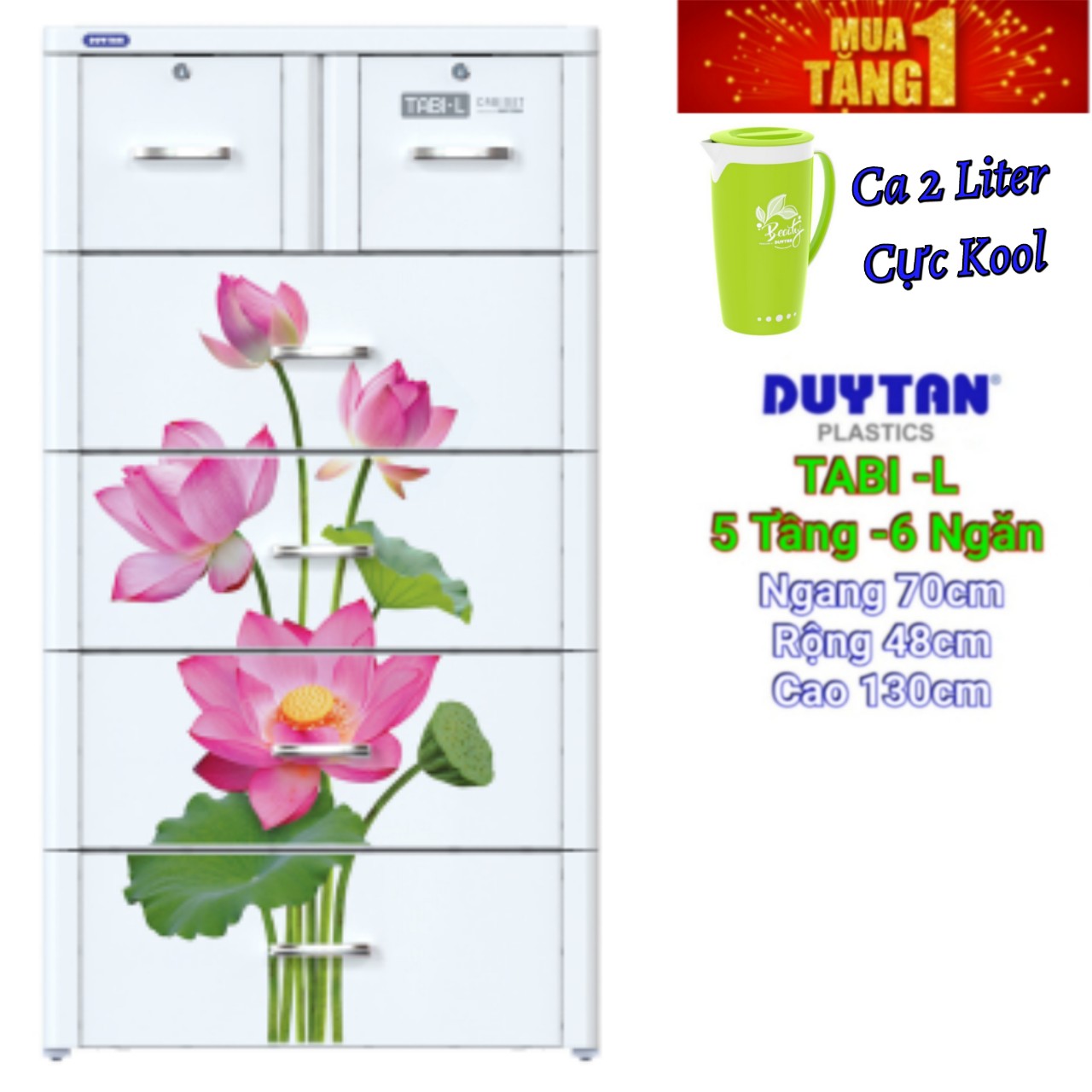 [HCM]Tủ nhựa duy tân TABI-L 5 Tầng 6 Ngăn LÁ ( SIZE LỚN NHẤT )